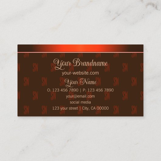 Oranje bruin met Monogram Pattern Professional Visitekaartje (Achterkant)
