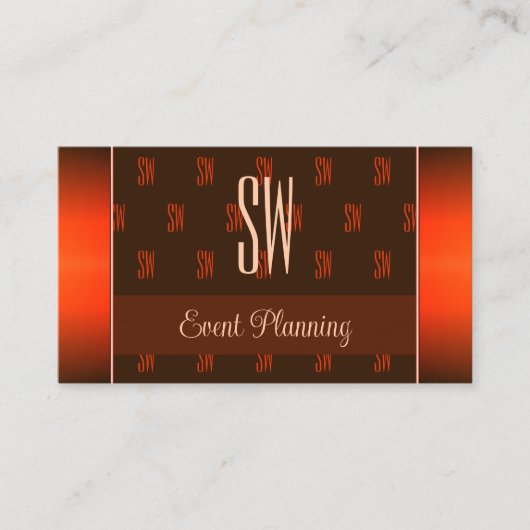 Oranje bruin met Monogram Pattern Professional Visitekaartje (Voorkant)