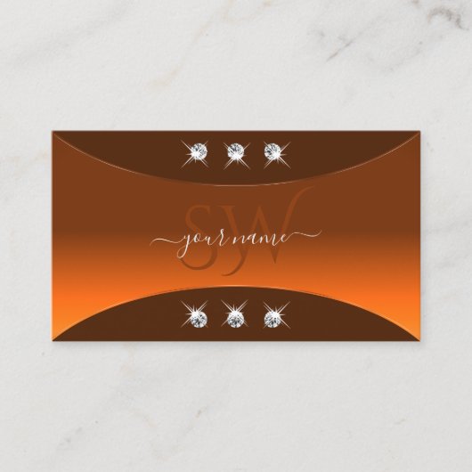 Oranje bruin met zilverdecor-juwelen en monogram visitekaartje (Voorkant)