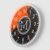 Oranje bruin mozaïekmodern monogram grote klok (Hoek)