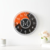 Oranje bruin mozaïekmodern monogram grote klok (Huis)