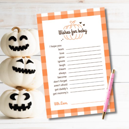 Oranje bruin Retro Minimal Pompoen Wensen voor Bab