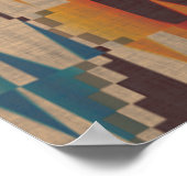 Oranje bruin rood Blauwgroen blauw etnisch kruiden Poster (Hoek)