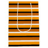 Oranje bruin streepjespatroonontwerp medium cadeauzakje (Achterkant)