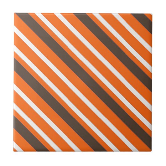 Oranje bruin striped patroon tegeltje (Voorkant)