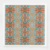 Oranje bruin Turquoise Blauw Eclectisch Servetten (Voorkant)