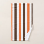 Oranje bruin verticaal strepenpatroon bad handdoek (Handdoek)