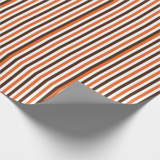 Oranje bruin verticaal strepenpatroon cadeaupapier (Hoek)