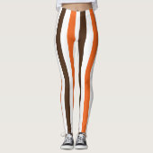 Oranje bruin verticaal strepenpatroon leggings (Voorkant)