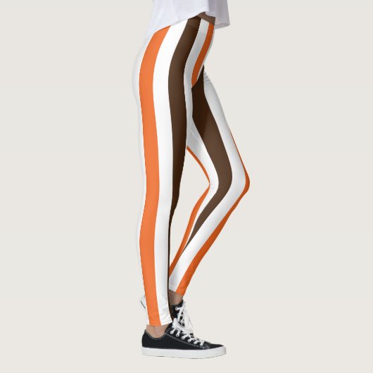 Oranje bruin verticaal strepenpatroon leggings (Rechts)