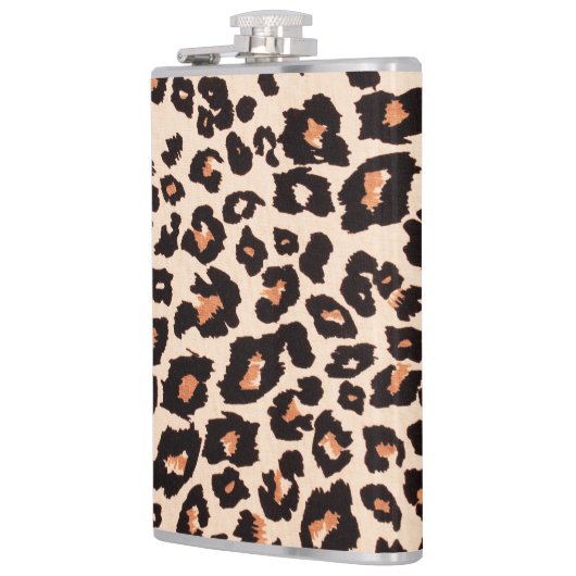 Oranje bruin zwart luipaard dierenprint heupfles (Links)