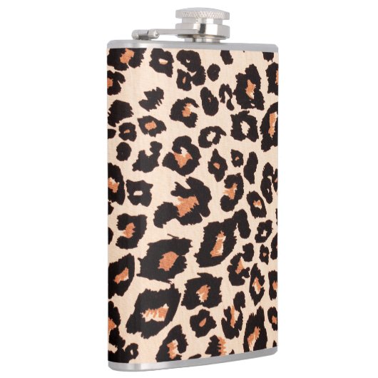 Oranje bruin zwart luipaard dierenprint heupfles (Rechts)