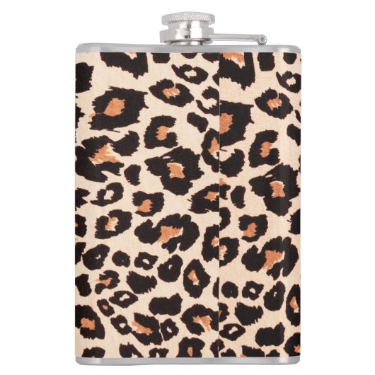 Oranje bruin zwart luipaard dierenprint heupfles (Achterkant)