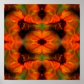 Oranje bruine Abstracte bloemen Kunst Poster (Voorkant)