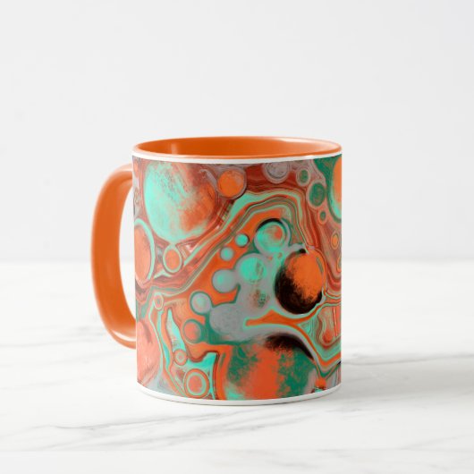 Oranje bruine Abstracte Kunst moderne koffie-Mok Mok (Voorkant links)
