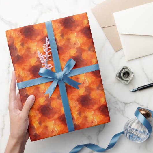 Oranje & Bruine Aquarel Abstracte Cadeaupapier (Geschenken)