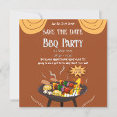 Oranje Bruine BBQ Save the Date Kaart (Voorkant)