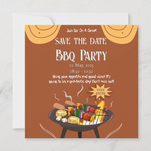 Oranje Bruine BBQ Save the Date Kaart (Voorkant)