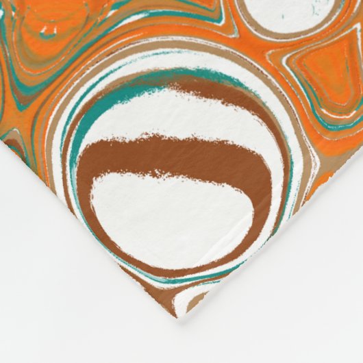 Oranje, bruine, Blauwgroen en Turkooise Abstracte  Fleece Deken (Hoek)
