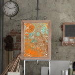 Oranje, bruine, Blauwgroen en Turkooise Abstracte  Imitatie Canvas Print<br><div class="desc">Digitale gipende schilderachtige vloeiende kunst in bruin,  blauwgroen,  turkooise en oranje.</div>