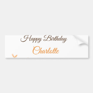 Oranje bruine bloem Happy Birthday Naam toevoegen Bumpersticker
