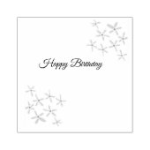 Oranje bruine bloem Happy Birthday Naam toevoegen  Rubberstempel (Afrduk)