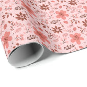 Oranje Bruine Bloemen Botanische Moderne Kerst Cadeaupapier (Rol Hoek)