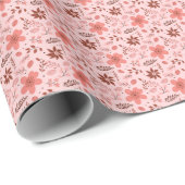 Oranje Bruine Bloemen Botanische Moderne Kerst Cadeaupapier (Rol Hoek)