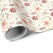 Oranje Bruine Bloemen Botanische Moderne Kerst Cadeaupapier (Rol Hoek)