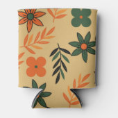 Oranje Bruine Bloemen Waterverf Botanische Drink Blikjeskoeler (Voorkant)