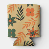 Oranje Bruine Bloemen Waterverf Botanische Drink Blikjeskoeler (Achterkant)