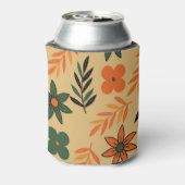 Oranje Bruine Bloemen Waterverf Botanische Drink Blikjeskoeler (Blikje Achterkant)