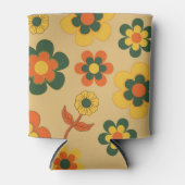 Oranje Bruine Bloemen Waterverf Botanische Drink Blikjeskoeler (Voorkant)