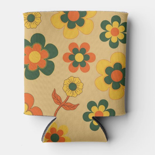 Oranje Bruine Bloemen Waterverf Botanische Drink Blikjeskoeler (Voorkant)