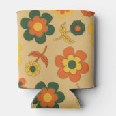 Oranje Bruine Bloemen Waterverf Botanische Drink Blikjeskoeler (Achterkant)