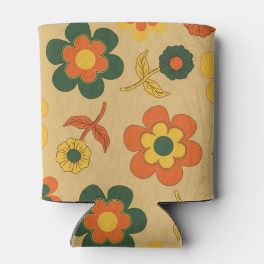 Oranje Bruine Bloemen Waterverf Botanische Drink Blikjeskoeler (Achterkant)