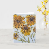 Oranje bruine coneflower daisy waterverf - blank kaart (Gele Bloem)