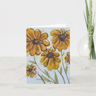 Oranje bruine coneflower daisy waterverf - blank kaart