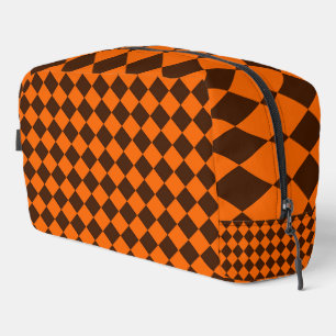 Oranje Bruine Diamant Checker Patroon Toilettas Toilettasje