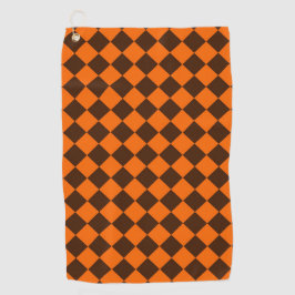 Oranje Bruine Diamantcontrolepatroon Golfhanddoek