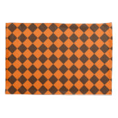 Oranje Bruine Diamantcontrolepatroon Kussensloop (Achterkant-Links)
