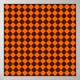 Oranje Bruine Diamantcontrolepatroon Poster