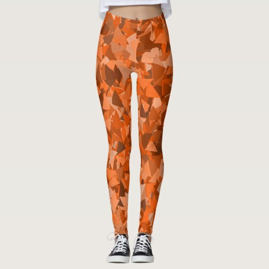 Oranje Bruine Driehoek Patroon Leggings (Voorkant)