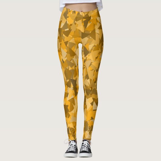Oranje Bruine Driehoek Patroon Leggings (Voorkant)