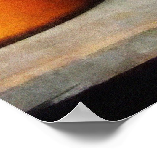 Oranje, bruine en blauwe flessen poster (Hoek)