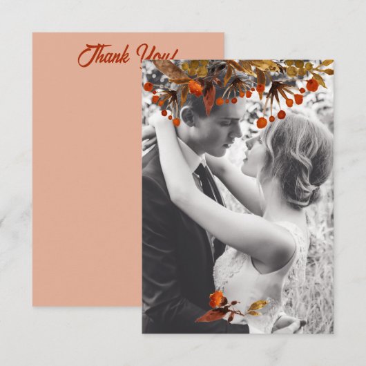 Oranje bruine-foliebekleding Voeg uw eigen foto to Bedankkaart (Voorkant / Achterkant)