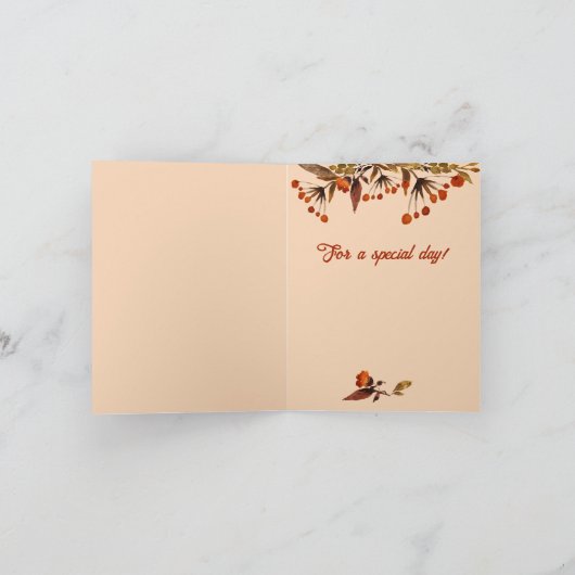 Oranje bruine gebladerte Valentijn Voeg je eigen f Feestdagen Kaart (Binnen)