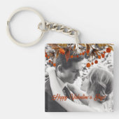 Oranje bruine gebladerte Valentijn Voeg je eigen f Sleutelhanger (Voorkant)