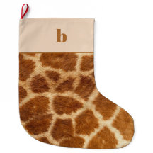 Oranje bruine Giraffe Afdrukmonogram Kerstmis