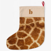 Oranje Bruine Giraffe Print Monogram Kerstmis Grote Kerstsok (Achterkant)